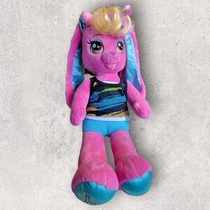 Build A Bear Pink Bunny Rabbit Plush Rock Star Honey Girl Risa Color Hair BABW